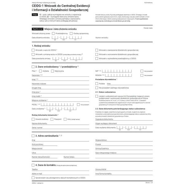 Jak wypełnić formularz CEIDG-1? Instrukcja krok po kroku