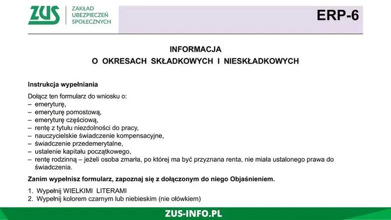 Dokumenty do formularza ERP-6