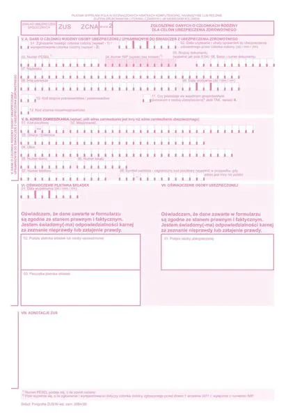 Druk ZUS ZCNA