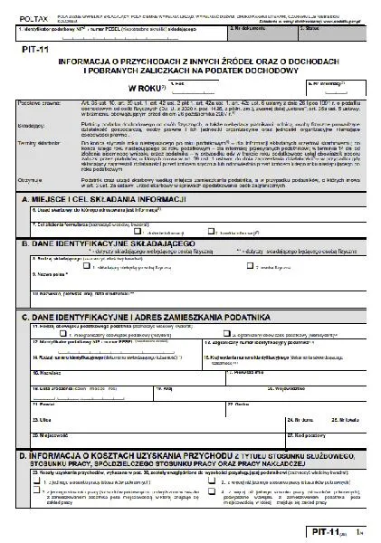Koszty uzyskania przychodów pit-11