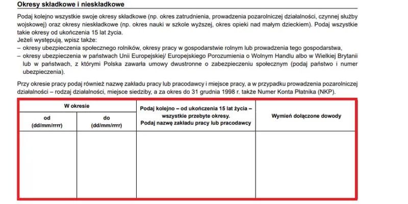 Okresy składkowe w ERP-6