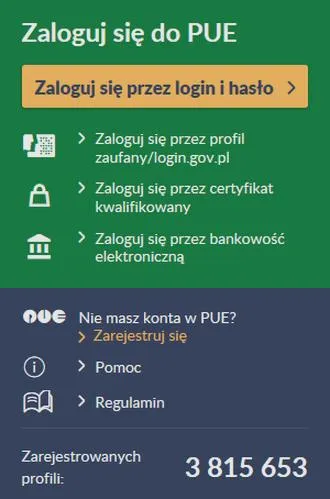 Przesyłanie przez PUE