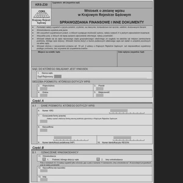Sprawozdanie finansowe KRS