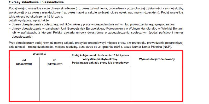 Wniosek o emeryturę