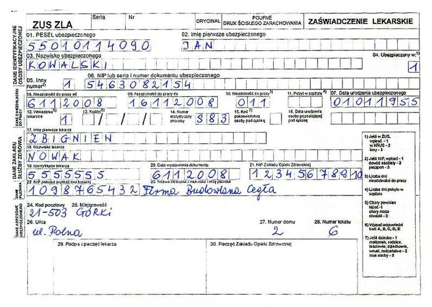 Zwolnienie lekarskie